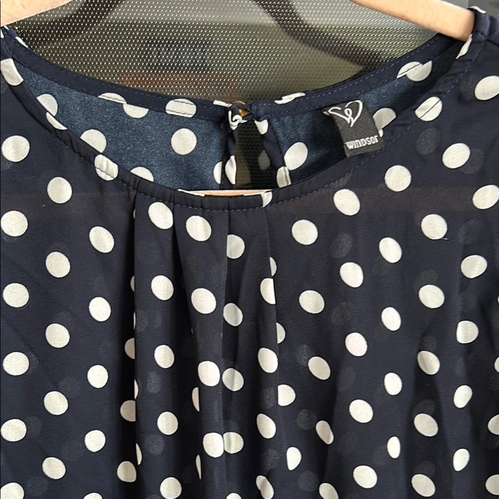 Windsor Navy Polka Dot Blouse